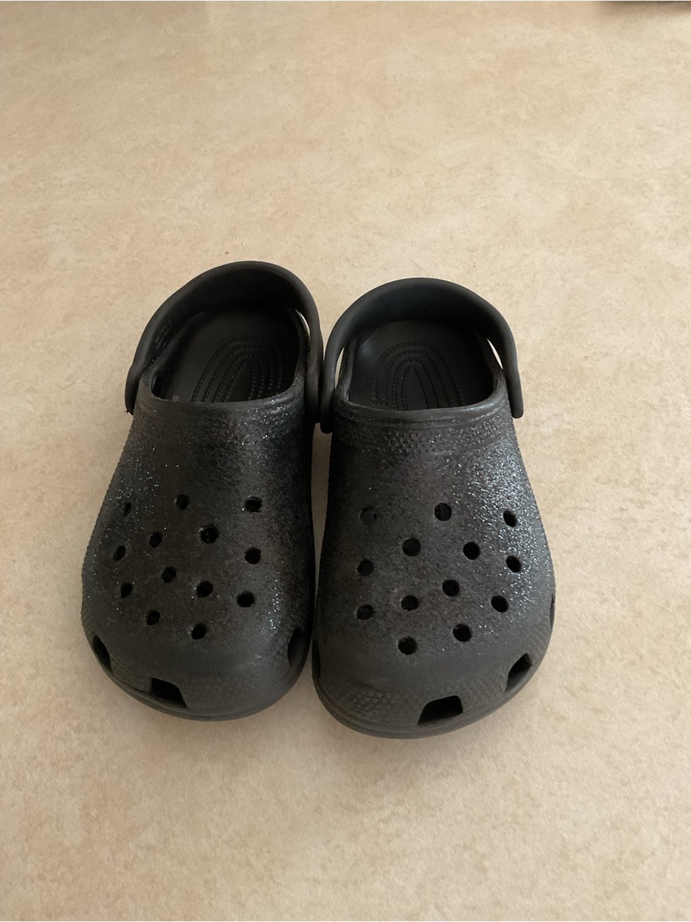 Kids Black Sparkle CROCS Shoes - Comfortable Slip-On